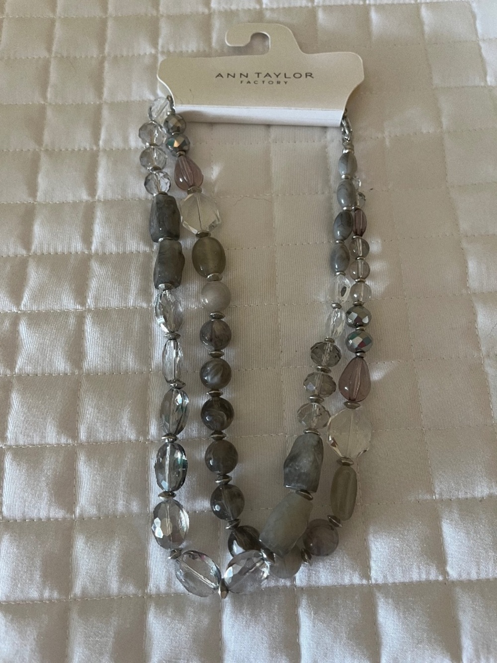 Ann Taylor Necklace - Beautiful Grey Neutral Tones - Brand New Never Worn